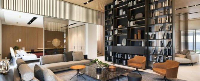 Modern library lounge interior